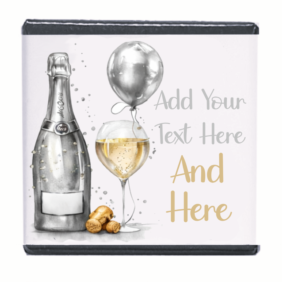 Personalised Chocolate Party Favours and Love Heart Rolls - Champagne Silver Balloon