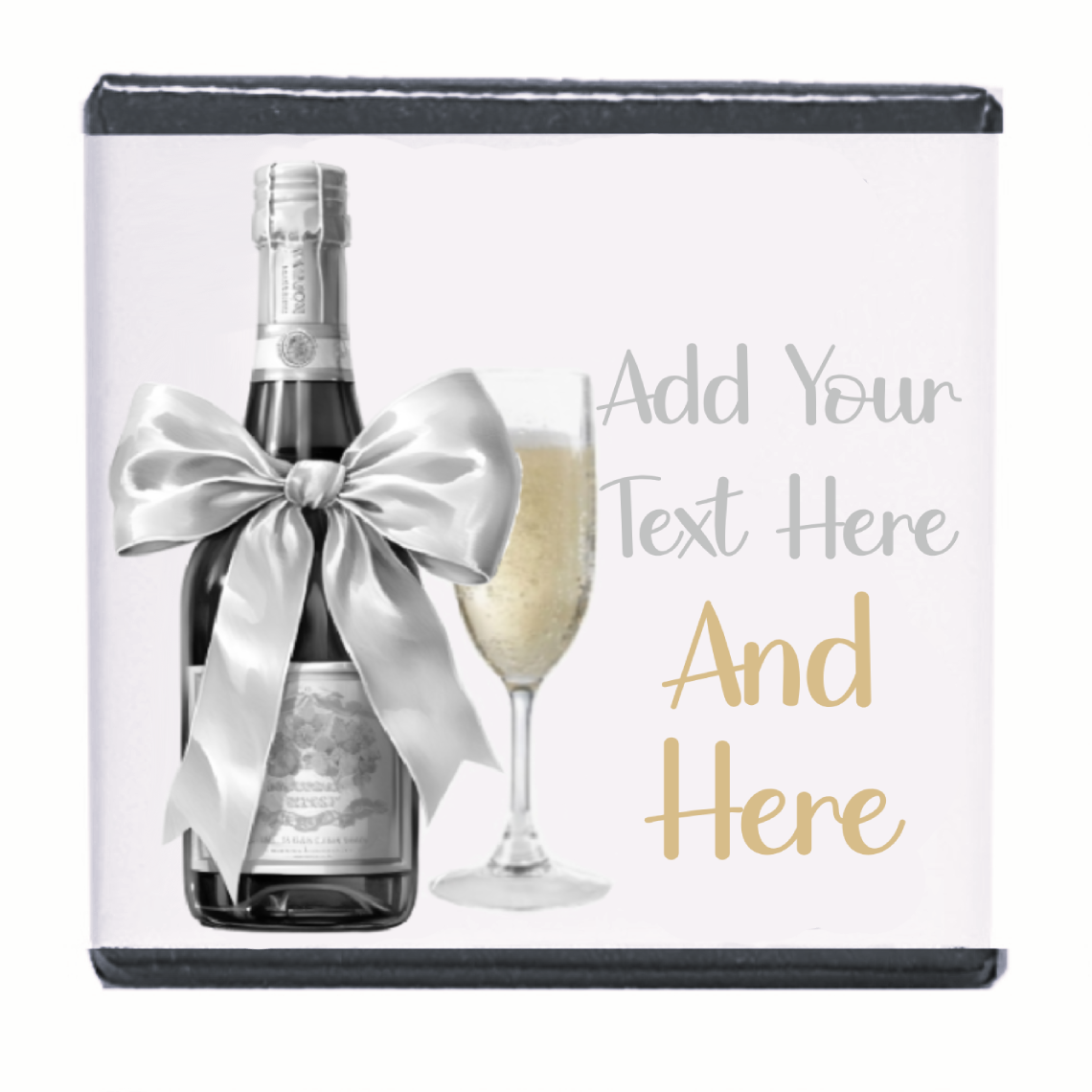 Personalised Chocolate Party Favours and Love Heart Rolls - Champagne Silver Bow