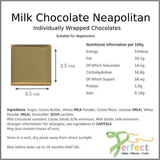 Gold Sleeve Neapolitan Squares - Milk Chocolate - 1 piece