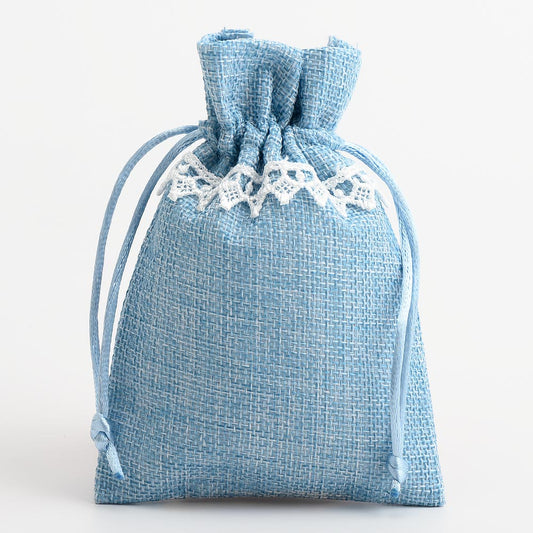 Blue & White Lace Linen Bag