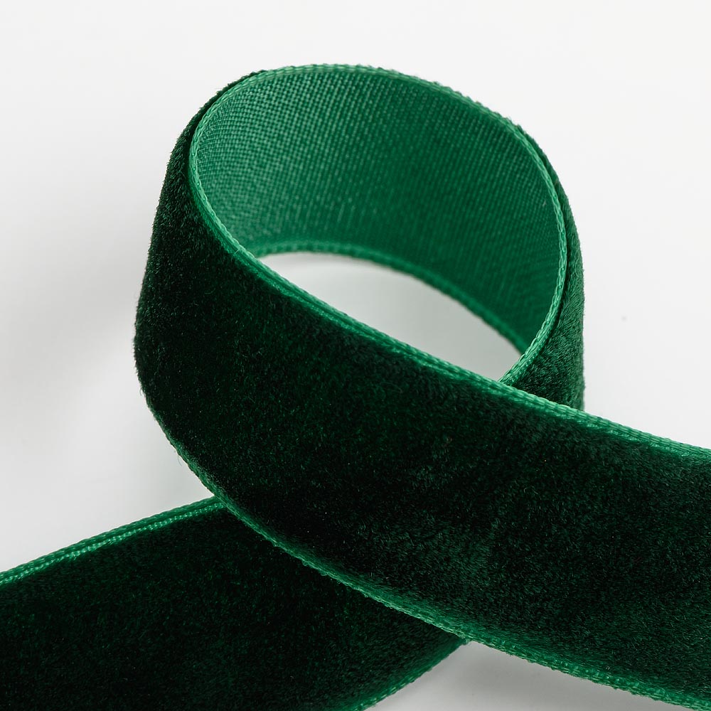 Bottle Green Velvet Single Face Ribbon