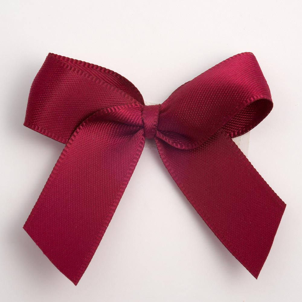 Burgundy 5cm Satin Bows - Self Adhesive