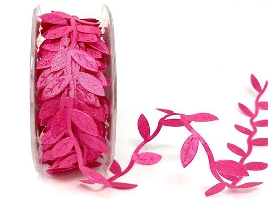Candy Pink Satin Leaf Ribbon