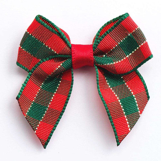 Red Green Christmas 4cm Tartan Bows – Self Adhesive
