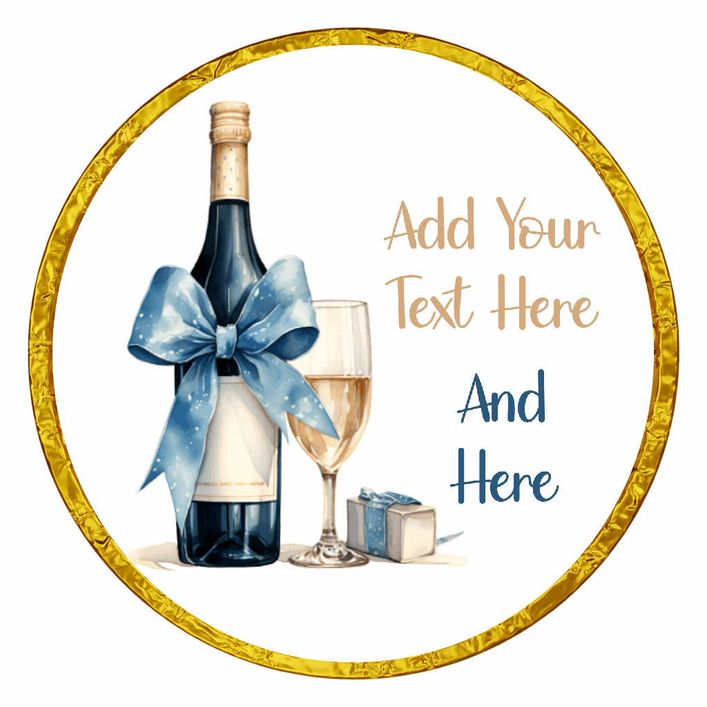 Personalised Chocolate Party Favours and Love Heart Rolls - Champagne Blue Bow