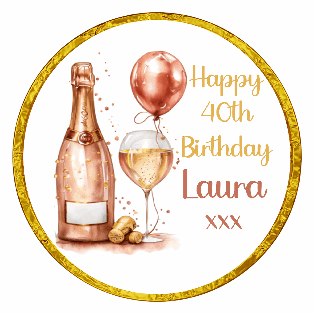 Personalised Chocolate Party Favours and Love Heart Rolls - Champagne Rose Gold Balloon