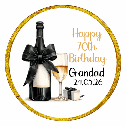 Personalised Chocolate Party Favours and Love Heart Rolls - Champagne Black Bow