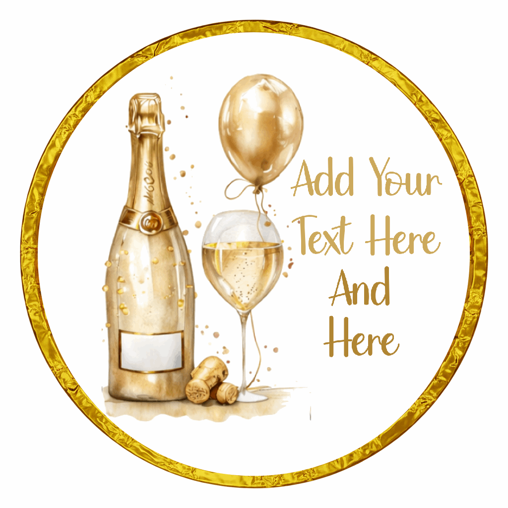 Personalised Chocolate Party Favours and Love Heart Rolls - Champagne Gold Balloon