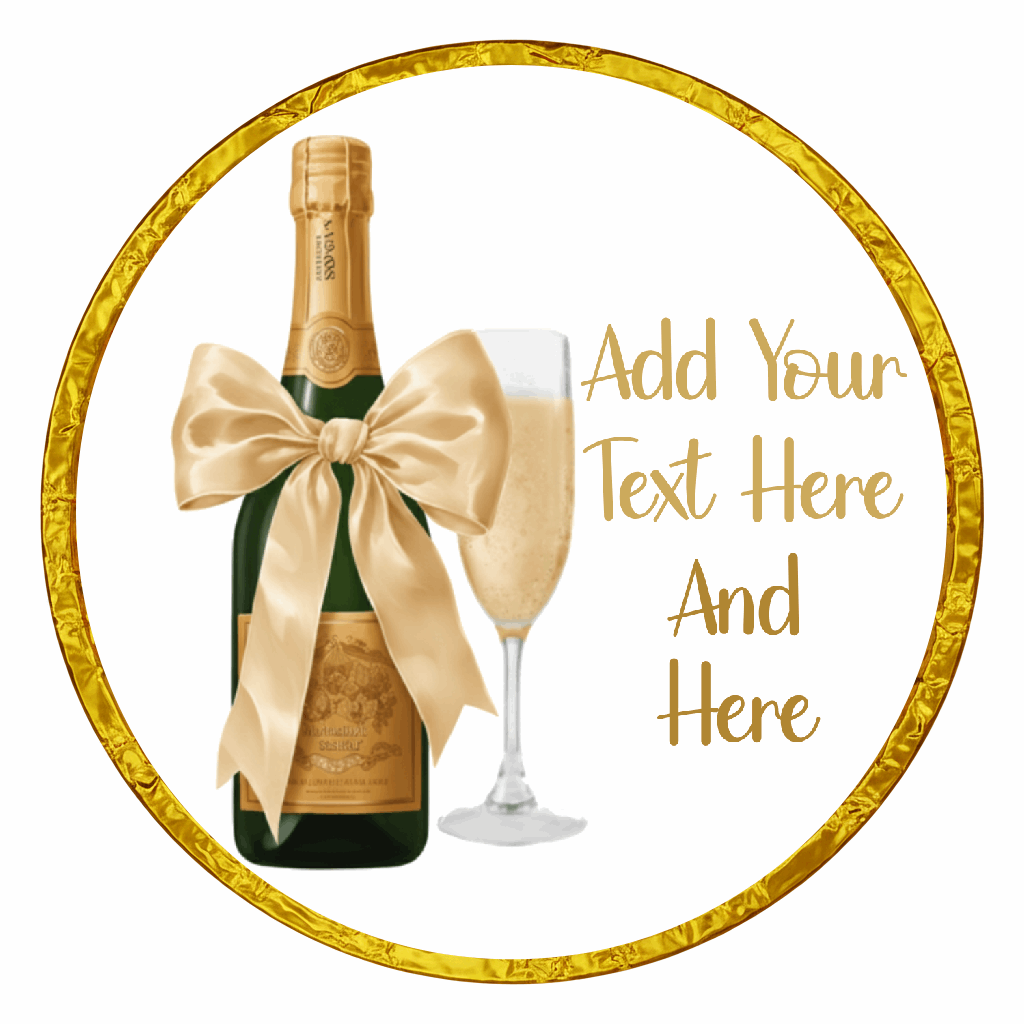 Personalised Chocolate Party Favours and Love Heart Rolls - Champagne Gold Bow