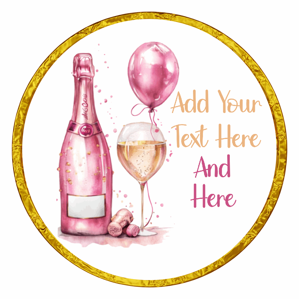 Personalised Chocolate Party Favours and Love Heart Rolls - Champagne Pink Balloon