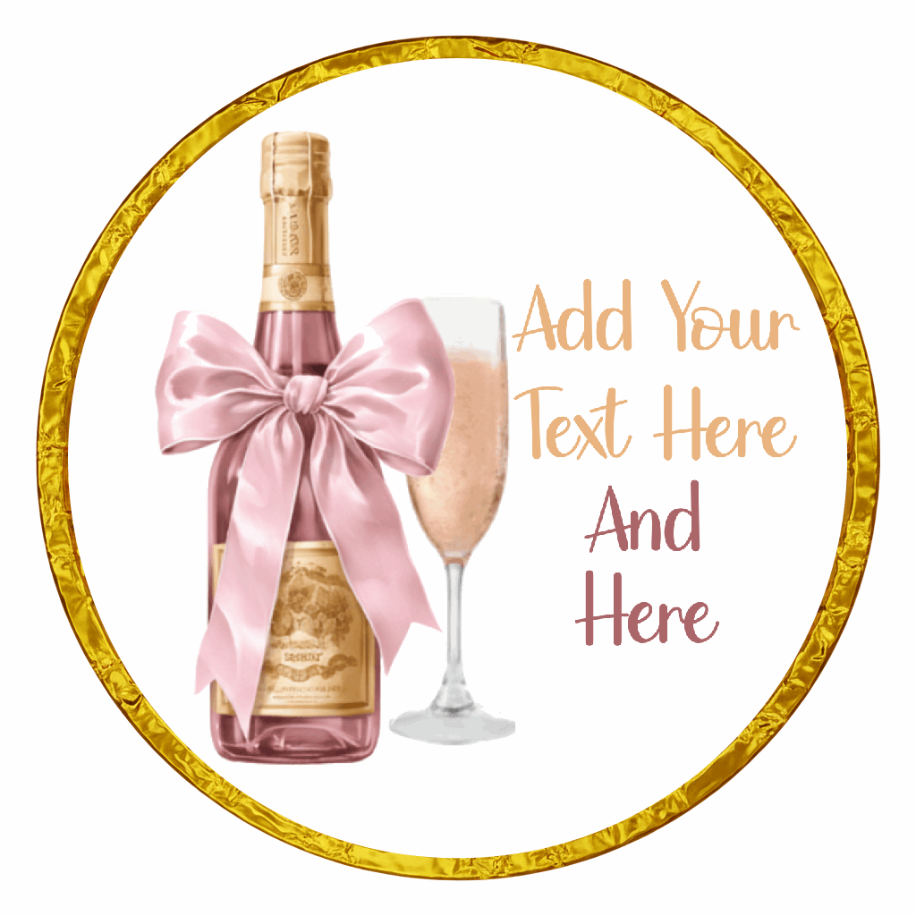 Personalised Chocolate Party Favours and Love Heart Rolls - Champagne Pink Bow
