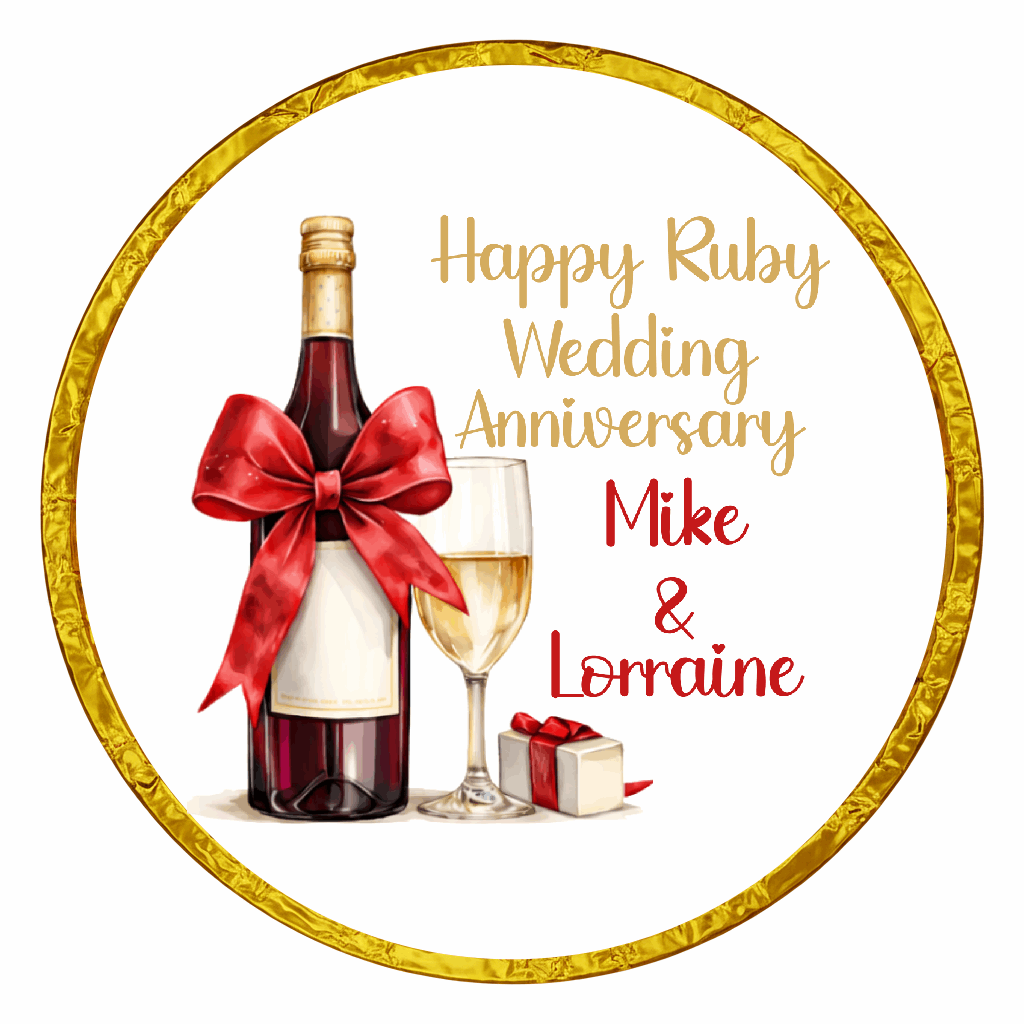 Personalised Chocolate Party Favours and Love Heart Rolls - Champagne Red Bow