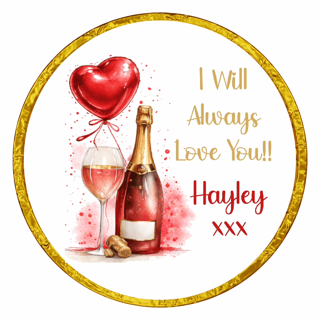 Personalised Chocolate Party Favours and Love Heart Rolls - Champagne Red Balloon
