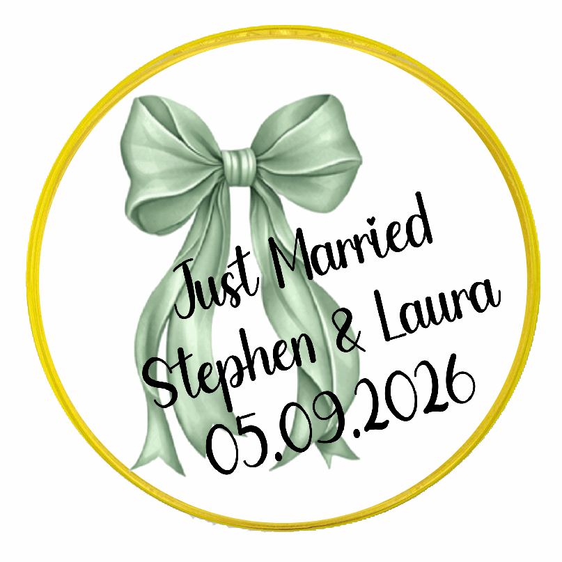 Personalised Chocolate Party Favours and Love Heart Rolls - Sage Green Bow