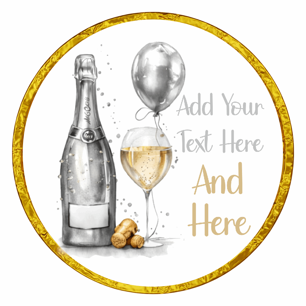Personalised Chocolate Party Favours and Love Heart Rolls - Champagne Silver Balloon