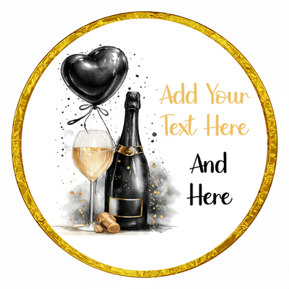 Personalised Chocolate Party Favours and Love Heart Rolls - Champagne Black Balloon