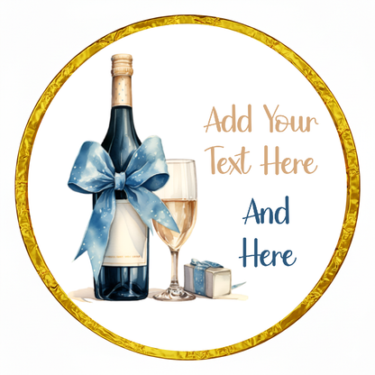 Personalised Chocolate Party Favours and Love Heart Rolls - Champagne Blue Bow