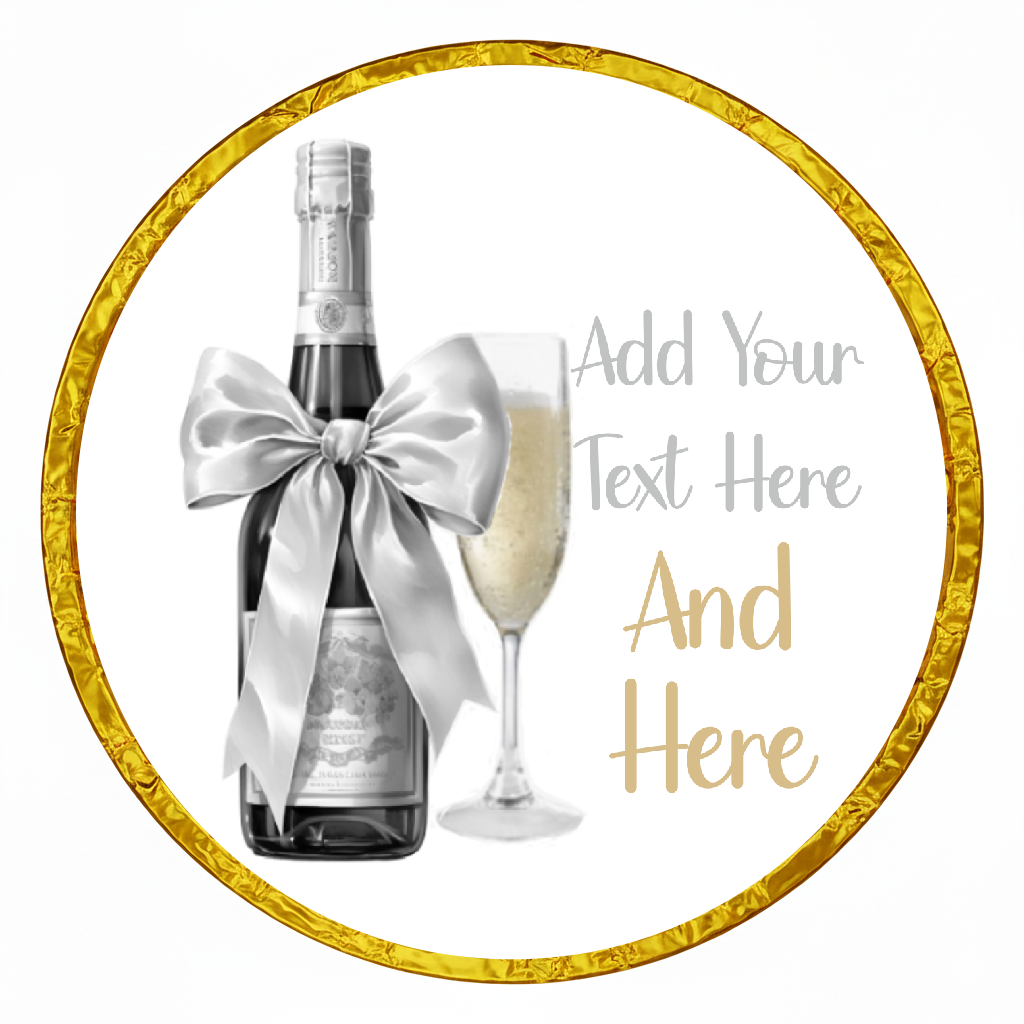 Personalised Chocolate Party Favours and Love Heart Rolls - Champagne Silver Bow