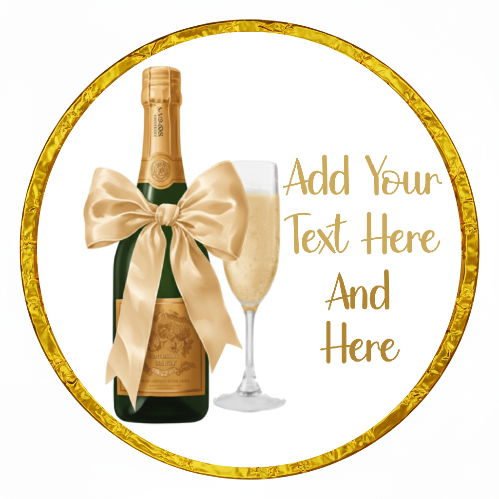 Personalised Chocolate Party Favours and Love Heart Rolls - Champagne Gold Bow