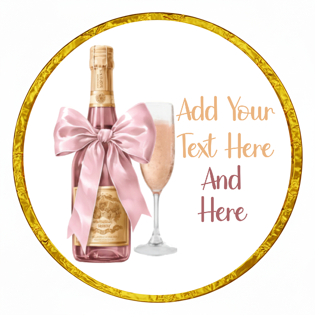 Personalised Chocolate Party Favours and Love Heart Rolls - Champagne Pink Bow