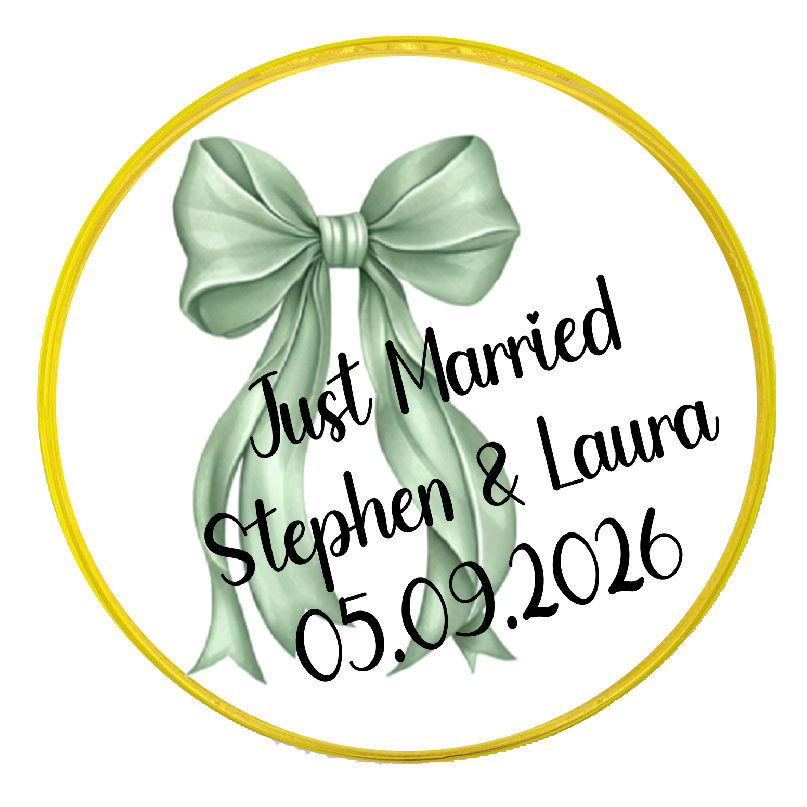 Personalised Chocolate Party Favours and Love Heart Rolls - Sage Green Bow
