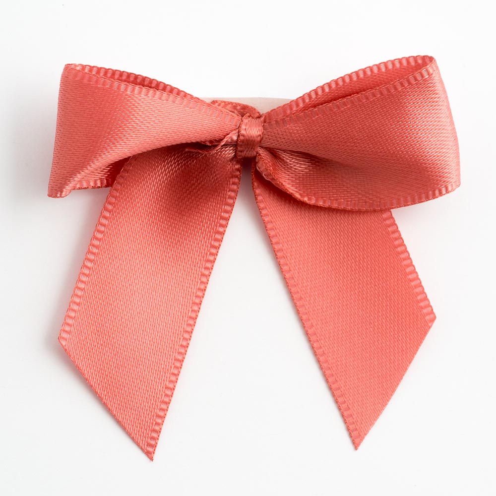 Coral 5cm Satin Bows - Self Adhesive