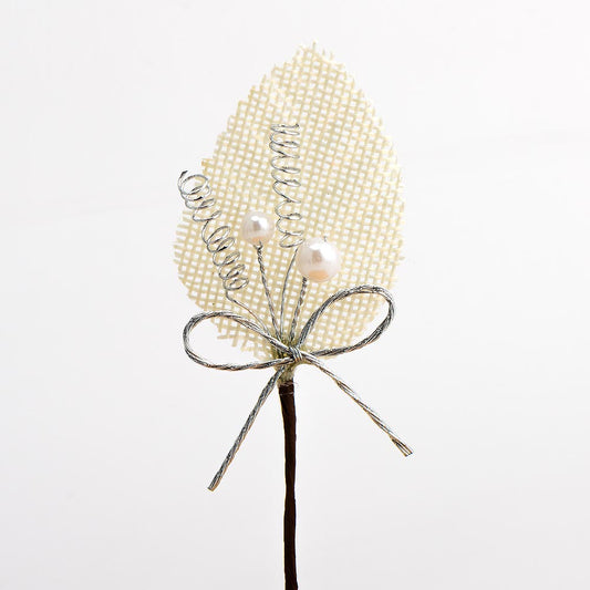 Cream Hessian Leaf Spray