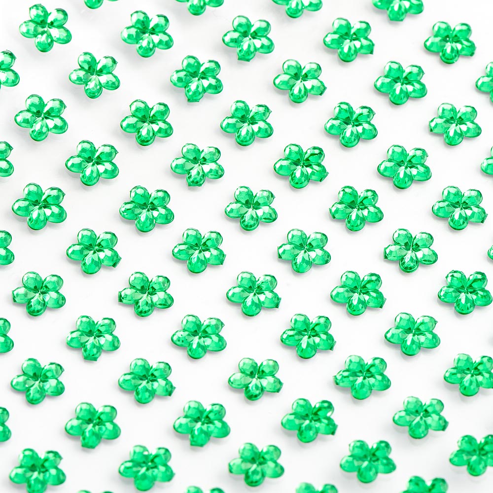 Emerald Self Adhesive Flowers 6mm Sheet of 100