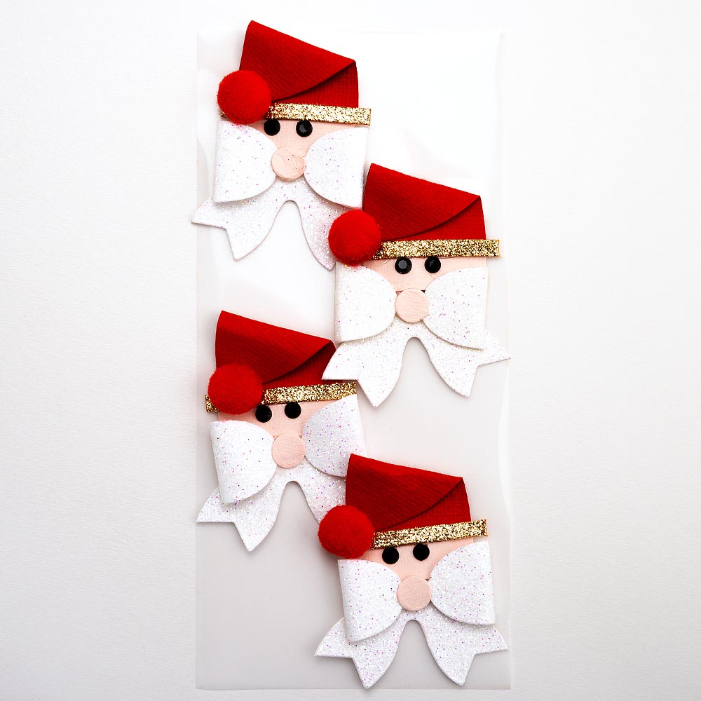 Glitter Santa Bow Sheet of 4