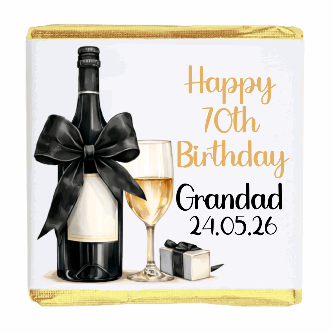Personalised Chocolate Party Favours and Love Heart Rolls - Champagne Black Bow
