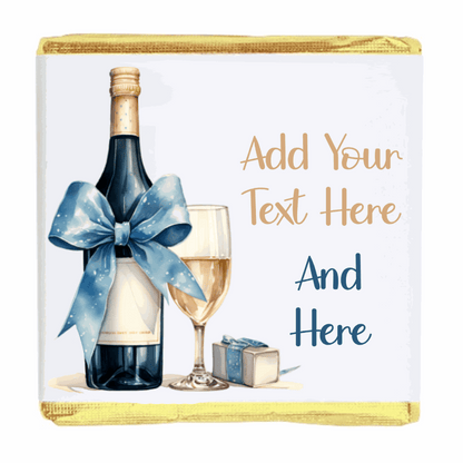 Personalised Chocolate Party Favours and Love Heart Rolls - Champagne Blue Bow