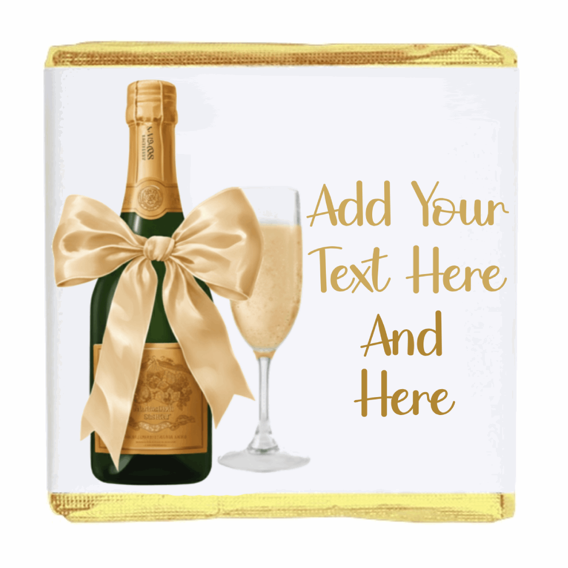 Personalised Chocolate Party Favours and Love Heart Rolls - Champagne Gold Bow