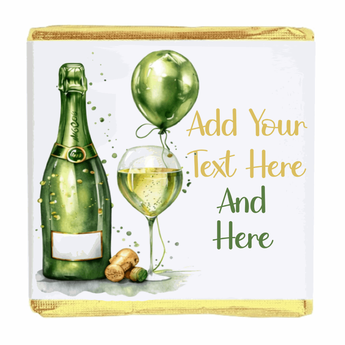 Personalised Chocolate Party Favours and Love Heart Rolls - Champagne Green Balloon