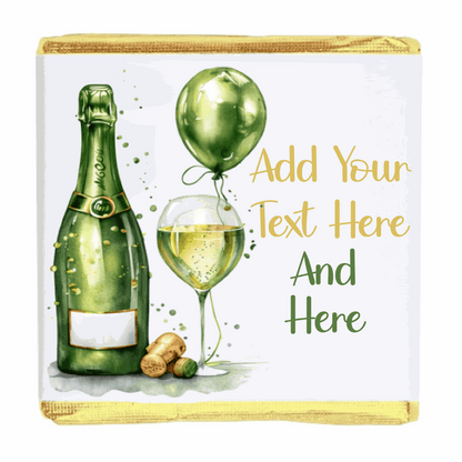 Personalised Chocolate Party Favours and Love Heart Rolls - Champagne Green Balloon