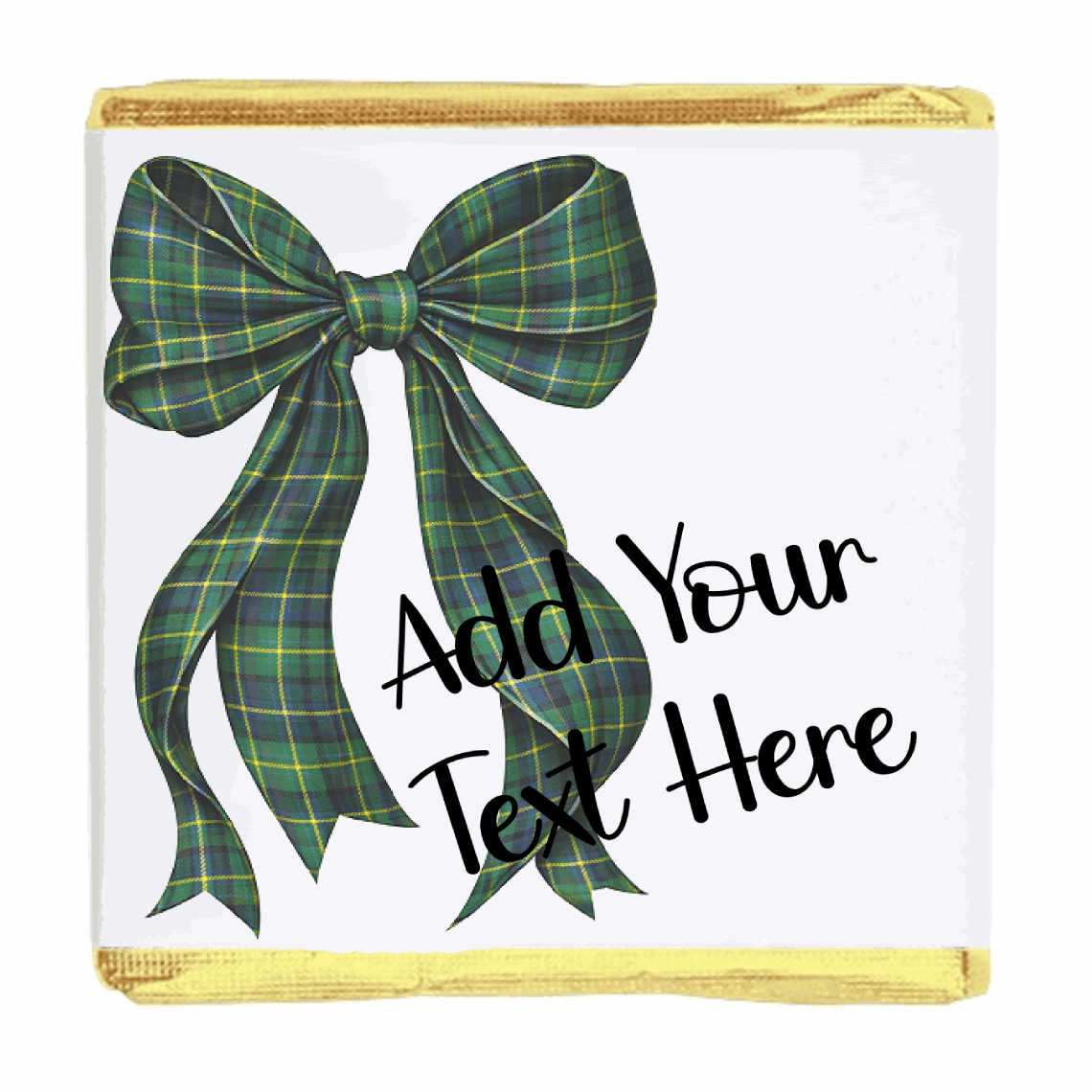 Personalised Chocolate Party Favours and Love Heart Rolls - Green Tartan Bow