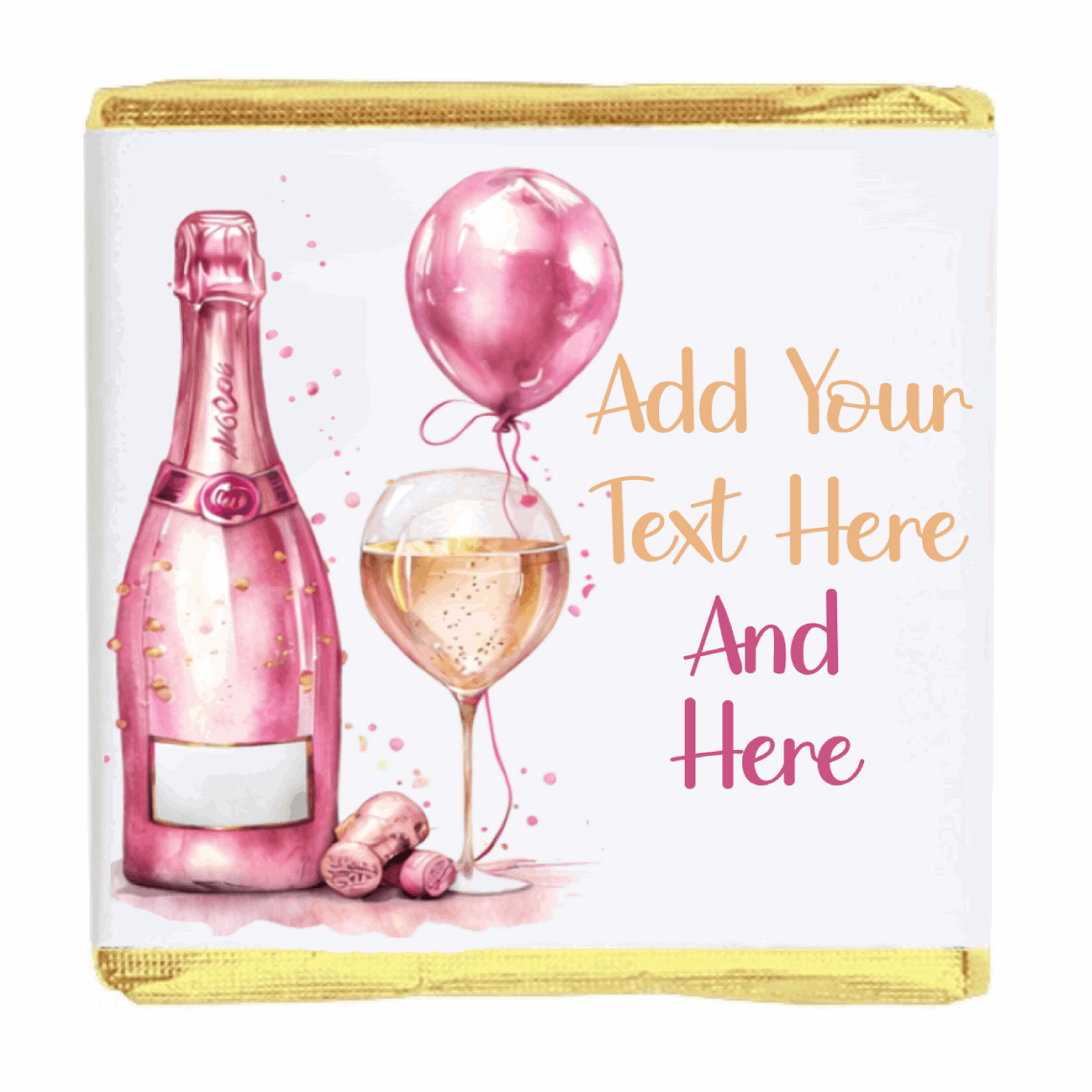 Personalised Chocolate Party Favours and Love Heart Rolls - Champagne Pink Balloon