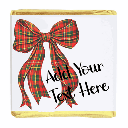Personalised Chocolate Party Favours and Love Heart Rolls - Red Tartan Bow