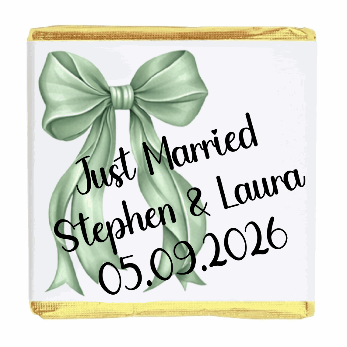 Personalised Chocolate Party Favours and Love Heart Rolls - Sage Green Bow