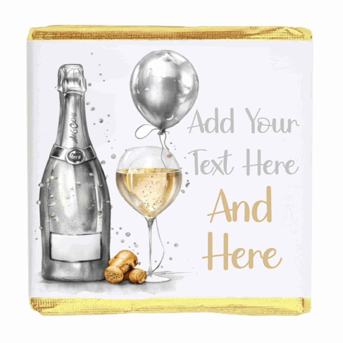 Personalised Chocolate Party Favours and Love Heart Rolls - Champagne Silver Balloon