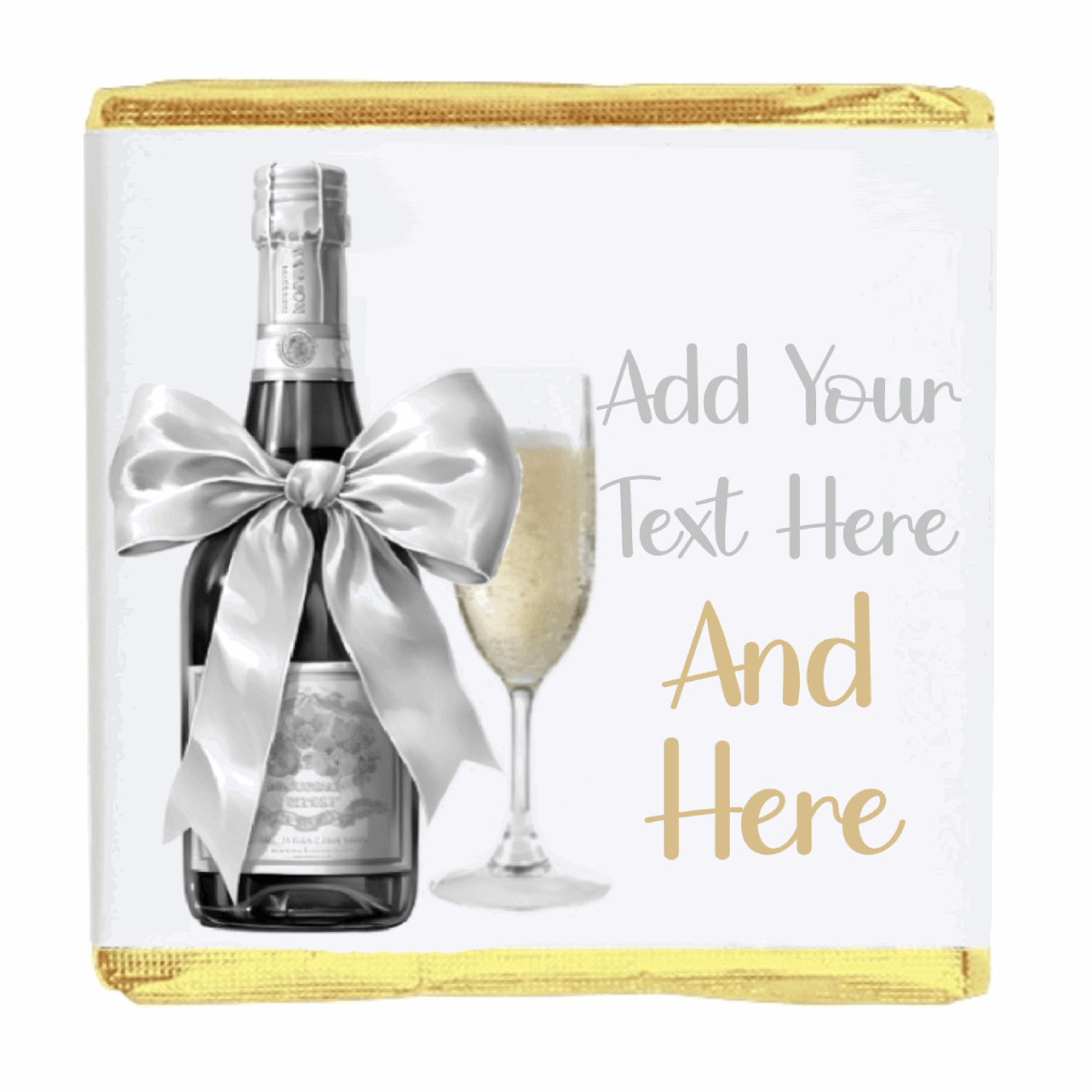 Personalised Chocolate Party Favours and Love Heart Rolls - Champagne Silver Bow
