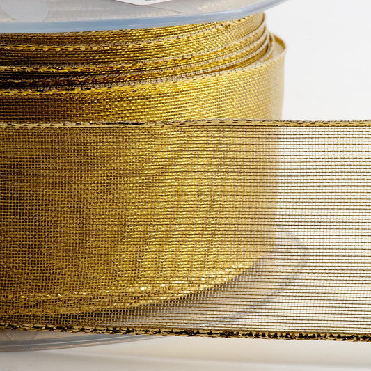 Gold Lurex Wired Edge Ribbon
