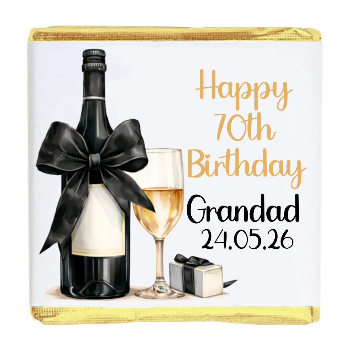 Personalised Chocolate Party Favours and Love Heart Rolls - Champagne Black Bow