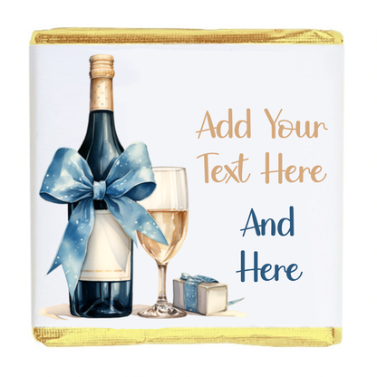 Personalised Chocolate Party Favours and Love Heart Rolls - Champagne Blue Bow