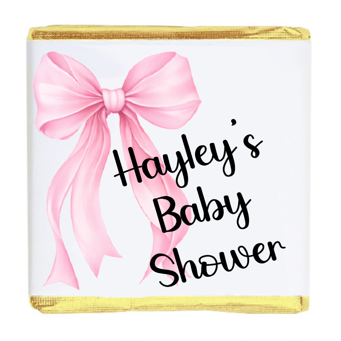 Personalised Chocolate Party Favours and Love Heart Rolls - Baby Pink Bow