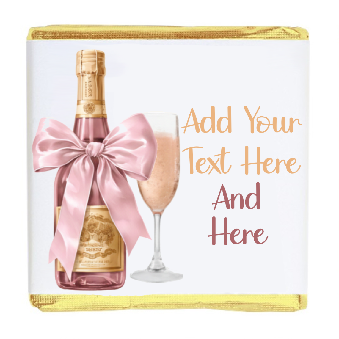 Personalised Chocolate Party Favours and Love Heart Rolls - Champagne Pink Bow