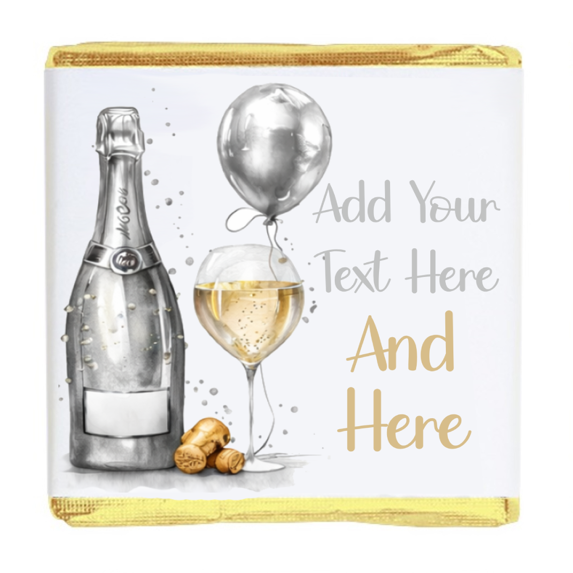 Personalised Chocolate Party Favours and Love Heart Rolls - Champagne Silver Balloon