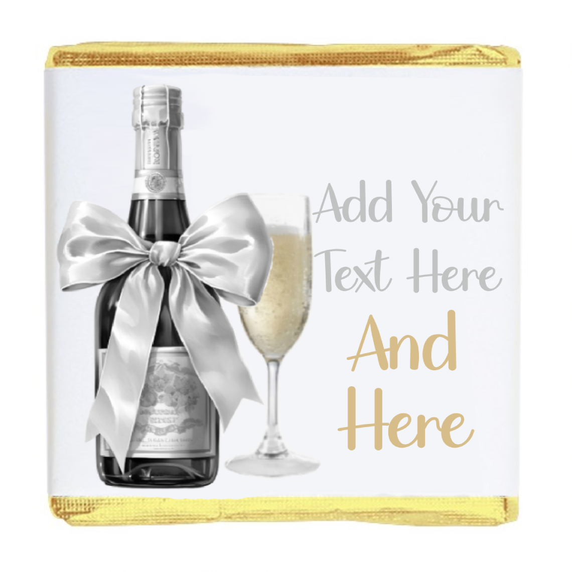 Personalised Chocolate Party Favours and Love Heart Rolls - Champagne Silver Bow