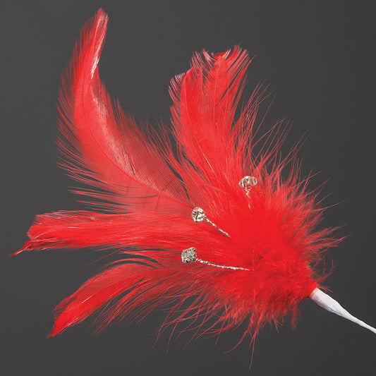 Red Diamante Feather Stem