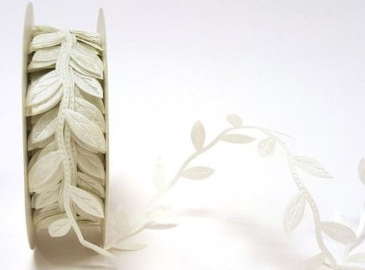 Ivory Cream Satin Leaf Ribbon