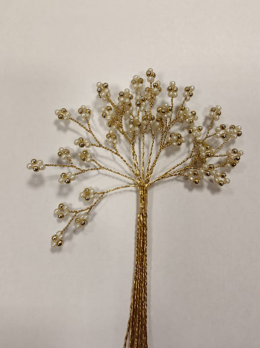 Ivory Gold Wired Bead Spray Bunch of 12 - Perfect Tables